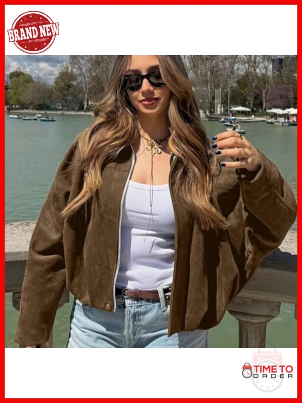 Womens Faux Suede Cropped Jacket Open Front Fall Coat - Picture 4 of 6